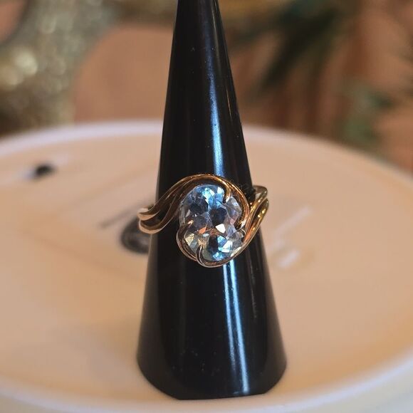 DK Rhodium Ring,Sterling Silver, Gold Plated, Stamped 925 DK, Size 7. - Picture 10 of 10